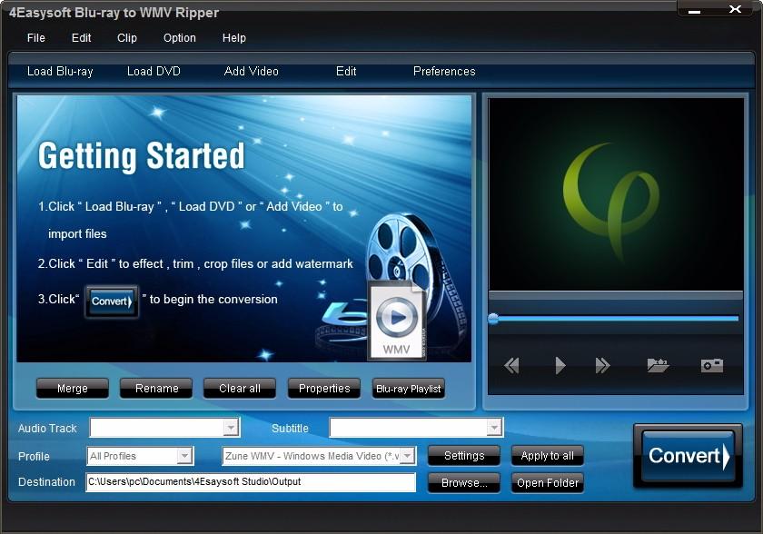 4Easysoft Blu-ray to WMV Ripper,蓝光转WMV工具,视频转换
